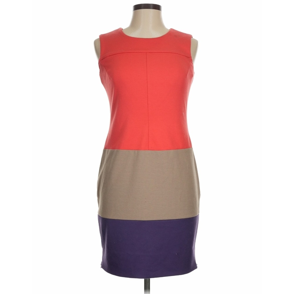 Jones New York Persimmon Colorblock Sleeveless Sheath Dress Side Zips 16 NEW